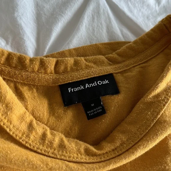 Frank and Oak Mustard Yellow Short Sleeve cotton t-shirt - Picture 4 of 5